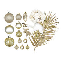 WEIHNACHTSBAUMSCHMUCK-SET SAMTELEGANZ II, 132-teilig, für Weihnachtsbäume 120–210 cm, inkl. Aufbewahrungsbox - Goldfarben/Weiß, Glas/Kunststoff (55/50/75cm) - LAALU