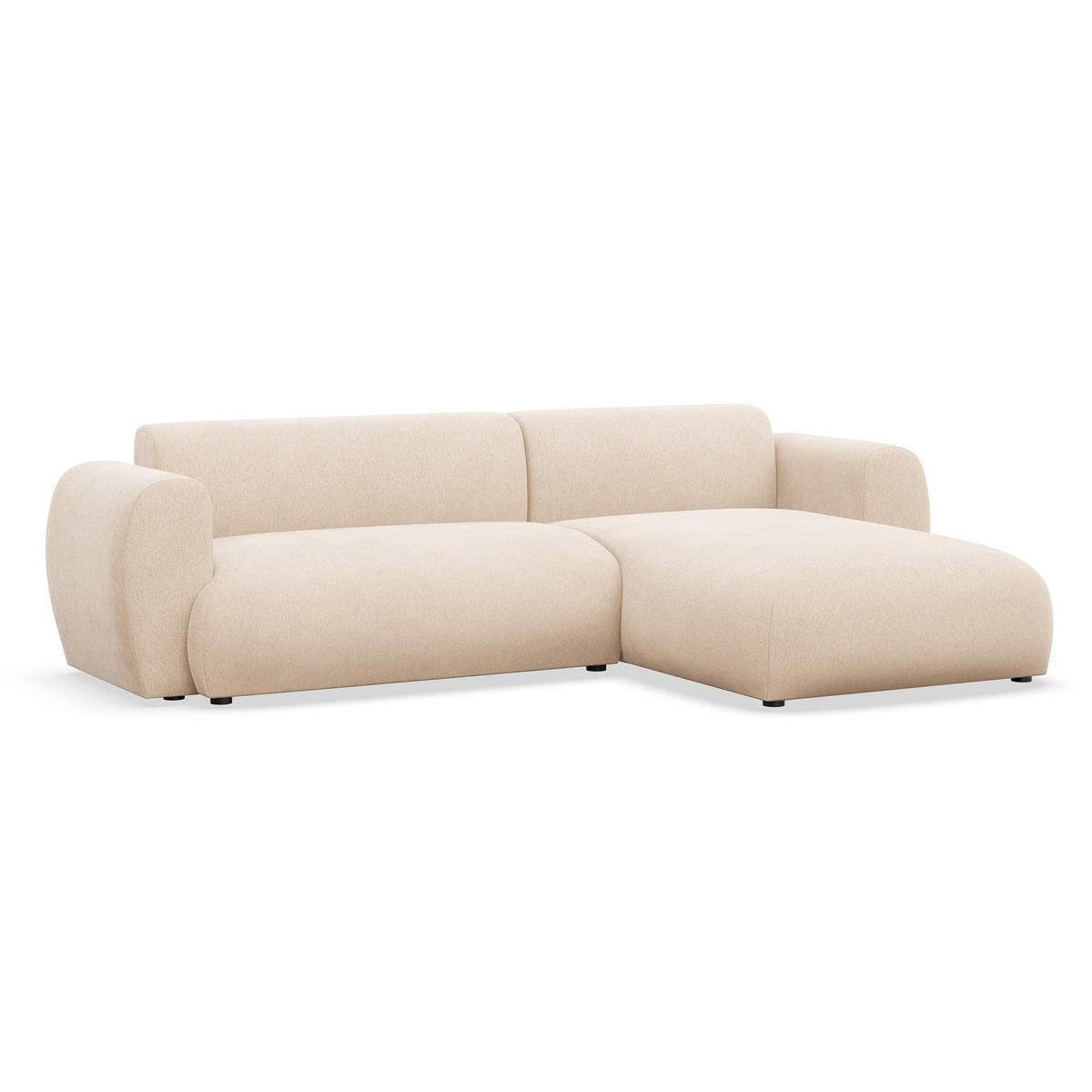 ECKSOFA Emia Hellbeige rechts - Ecru/Schwarz, Kunststoff/Textil (156/262cm) - Selsey