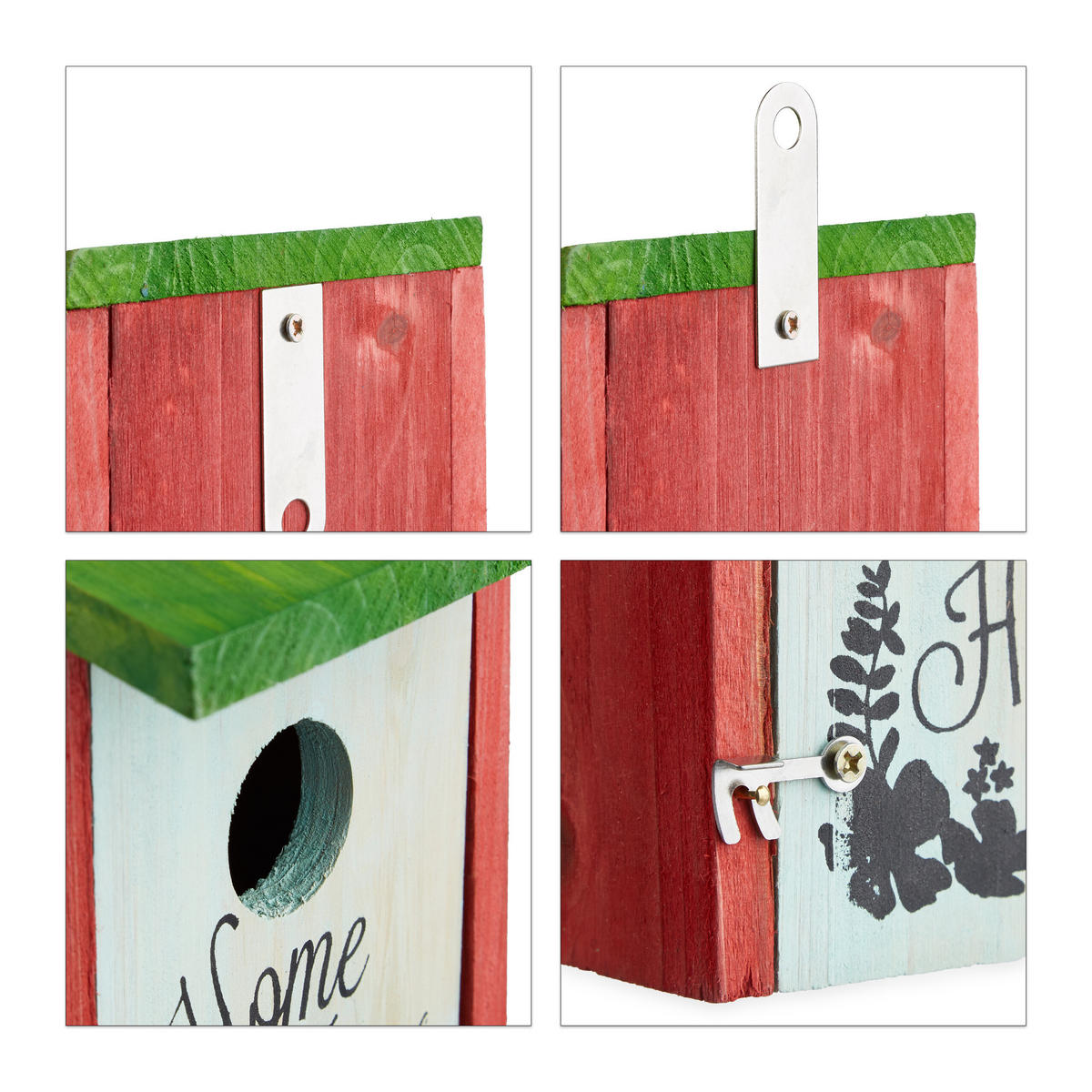 NISTKASTEN Rot Tannenholz - Rot, Holz/Metall (12/22/15cm) - Relaxdays