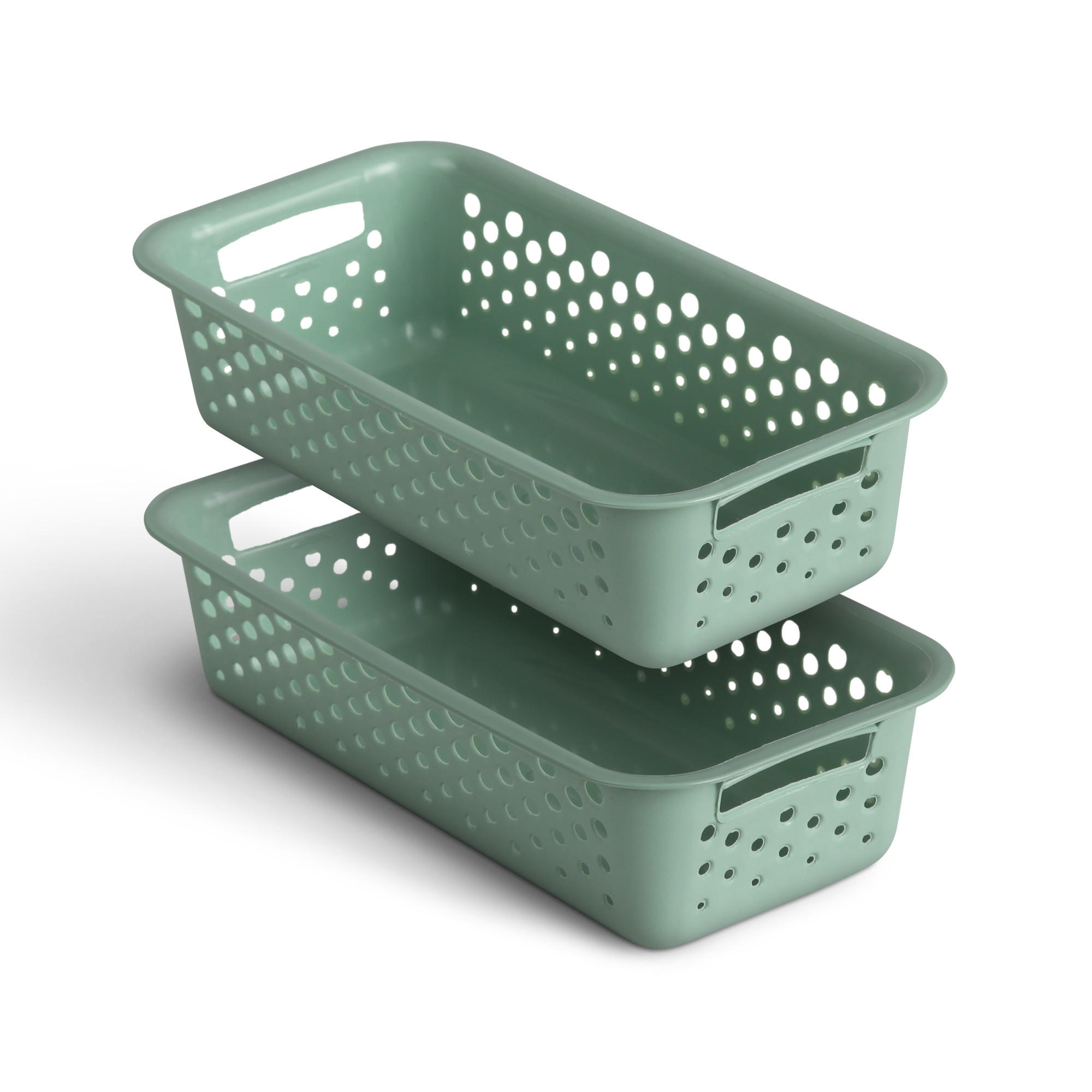AUFBEWAHRUNGSKORB Grün 20x10x5 cm - 2er Pack - Grün, Kunststoff (10/5/20cm) - ProHome