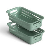 AUFBEWAHRUNGSKORB Grün 20x10x5 cm - 2er Pack - Grün, Kunststoff (10/5/20cm) - ProHome