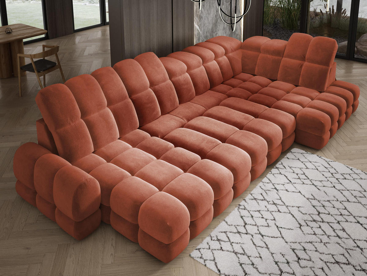 ECKSOFA TOLLO Salvador-stoff U-form 400x217x105 cm rustikal - Wildeiche, Holz/Textil (217/400cm) - DomoHome