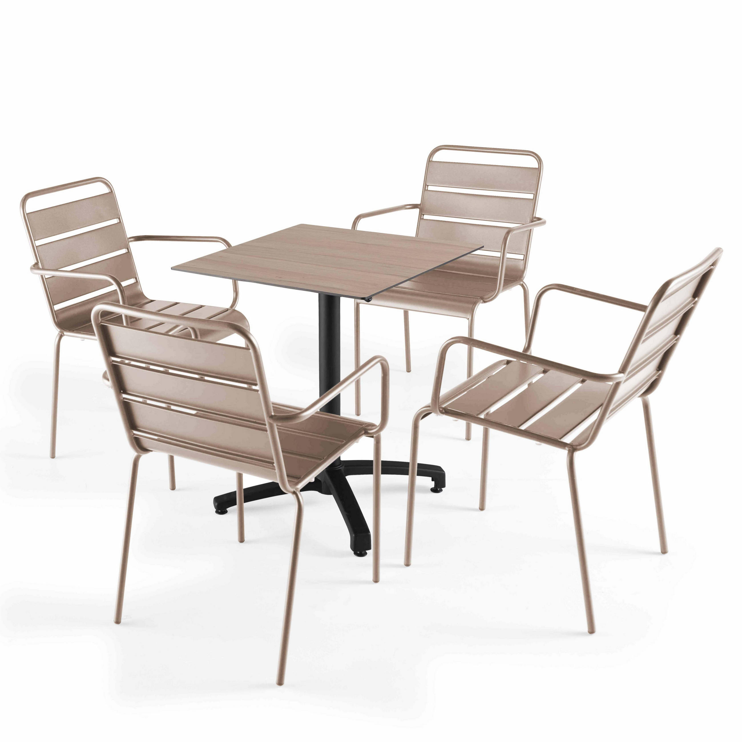 GARTENSET 5-tlg., Taupe - Taupe, Metall - Oviala
