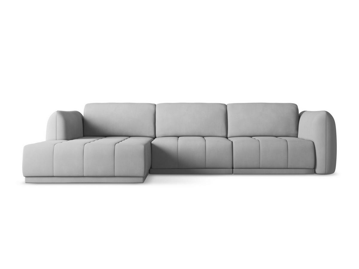 ECKSOFA Links Chenille Stoff Grau - Hellgrau/Schwarz, Kunststoff/Textil (170/290cm) - Makamii