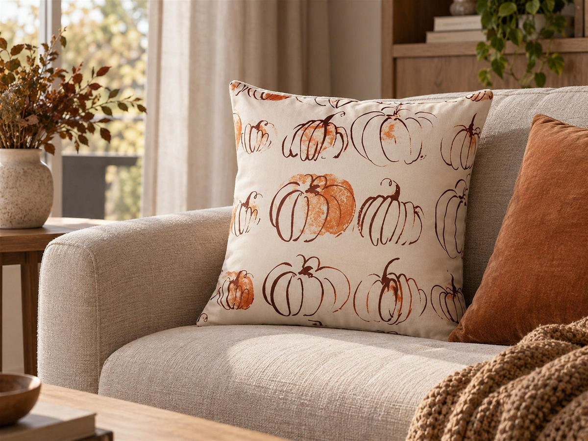 DEKOKISSEN Beige 45/45 cm Cucurbita - Beige, Textil (45/45cm) - Beliani