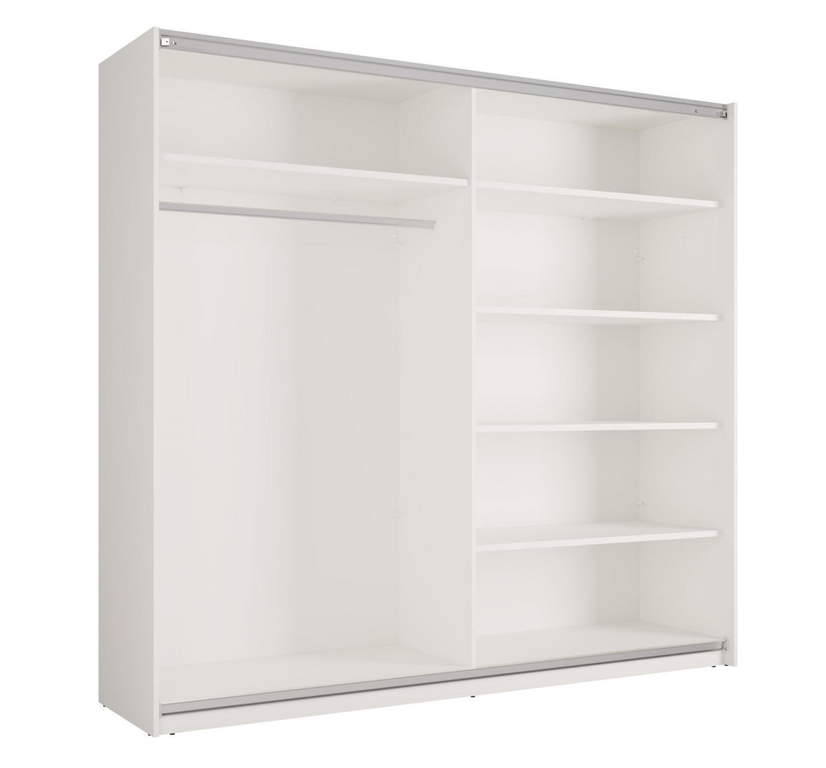 SCHWEBETÜRENSCHRANK Lunoria 221 cm Weiß mit Spiegel - 221/207/60 cm - Weiß, Holz/Holzwerkstoff (221/207/60cm)