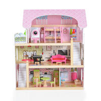 PUPPENHAUS Mila 4110 bunt Holz, 16-teiliges Möbelset, 3 Etagen, verschiedene Räume, Rollenspiel - Multicolor, Holz (62/70/31cm) - Moni