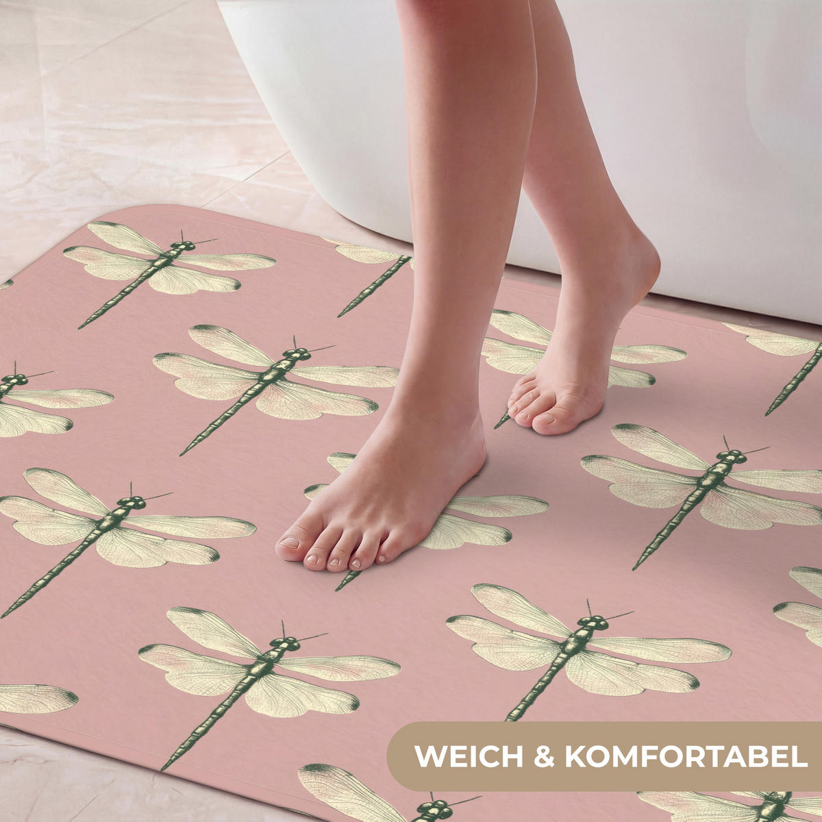 KÚPEĽŇOVÁ PREDLOŽKA Zvončeky - vzor - ružová 120x60 cm - ružová, textil/plast (120/60cm) - OnlyWow