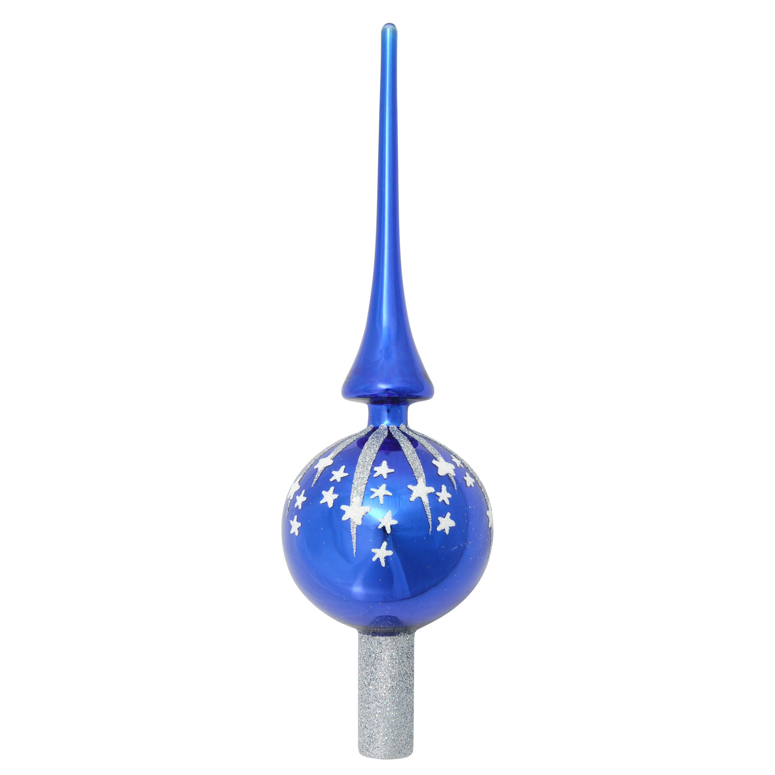 Krebs Glas Lauscha Baumspitze Blau 27 cm