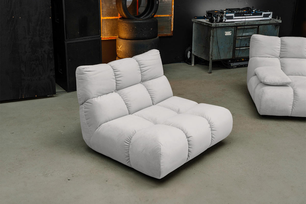 DREHSESSEL VIVIEN Silber Velvet Drehbar (360°) - Silberfarben/Schwarz, Kunststoff/Textil (112/85/108cm) - KAWOLA