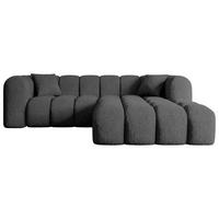 ECKSOFA Ottomane Rechts OLEA-L1 - 231x173x74 cm Grau Bouclé - Schwarz/Grau, Holzwerkstoff/Kunststoff (231/173cm) - ALTDECOR