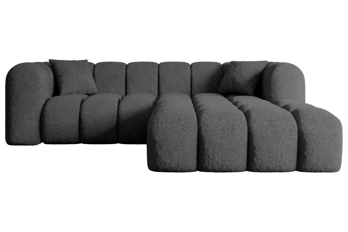 ECKSOFA Ottomane Rechts OLEA-L1 - 231x173x74 cm Grau Bouclé - Schwarz/Grau, Holzwerkstoff/Kunststoff (231/173cm) - ALTDECOR