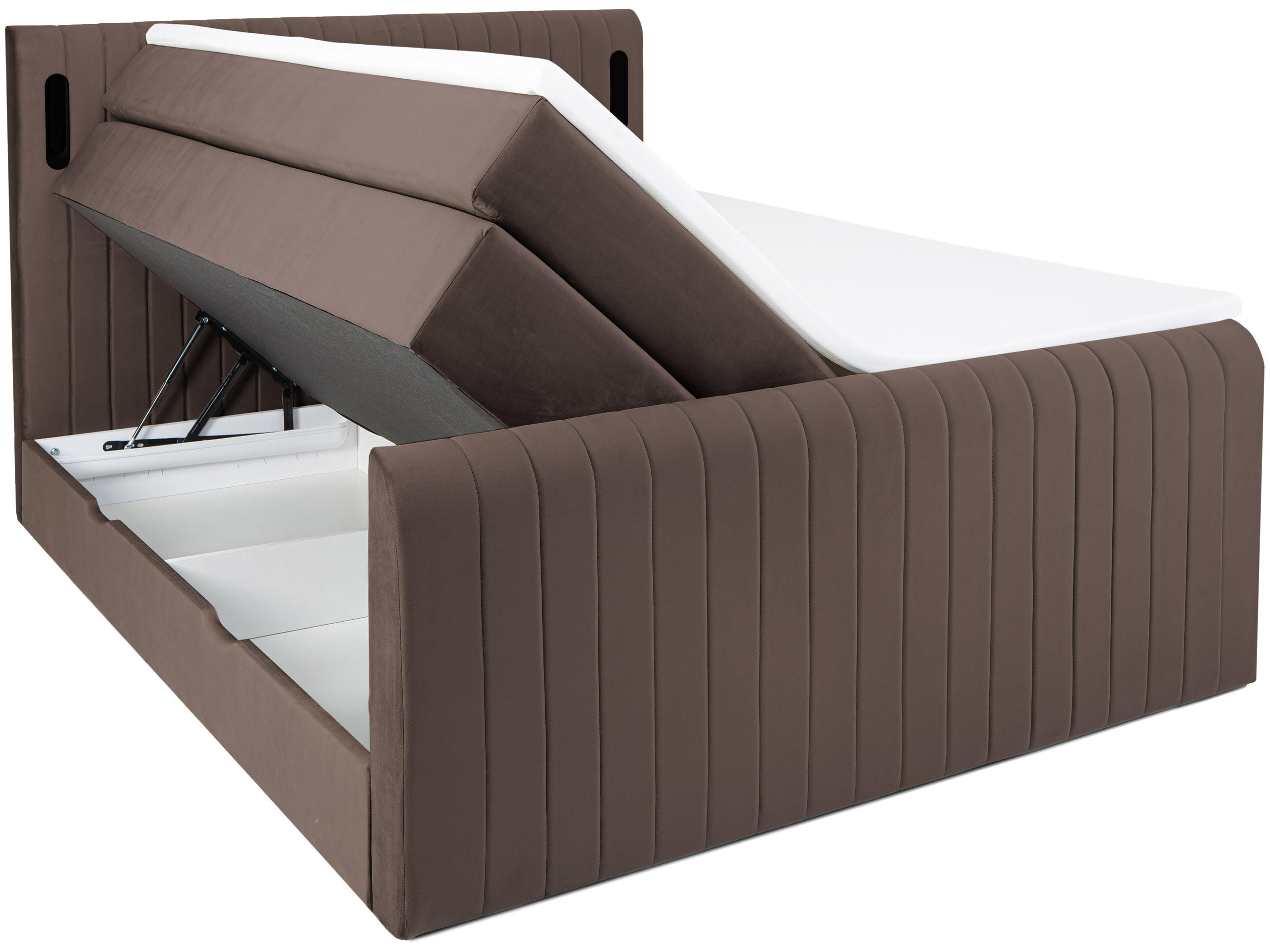 BOXSPRINGBETT FLY braun 160/200 cm H2/H3 Samt - Braun, Textil (160/200cm) - wonello