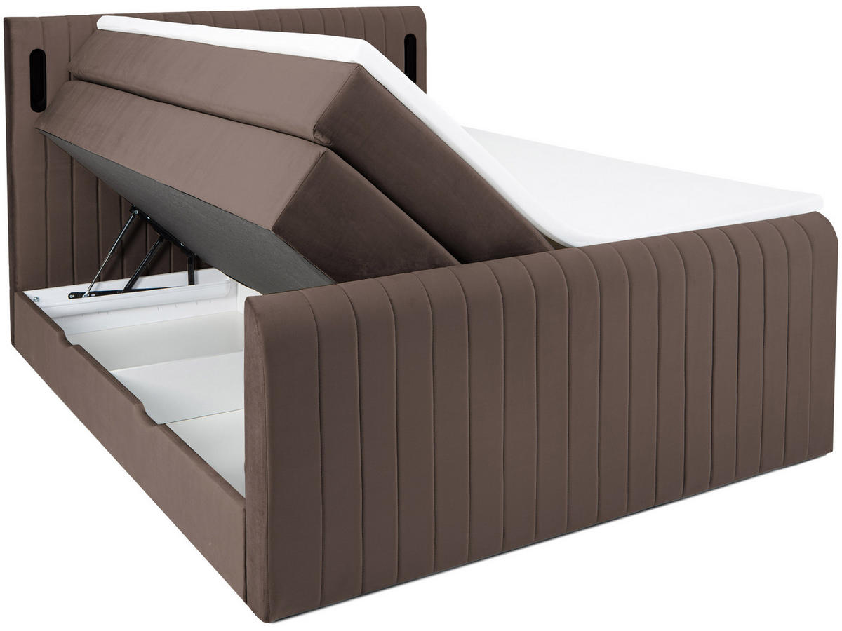 BOXSPRINGBETT FLY braun 160/200 cm H2/H3 Samt - Braun, Textil (160/200cm) - wonello