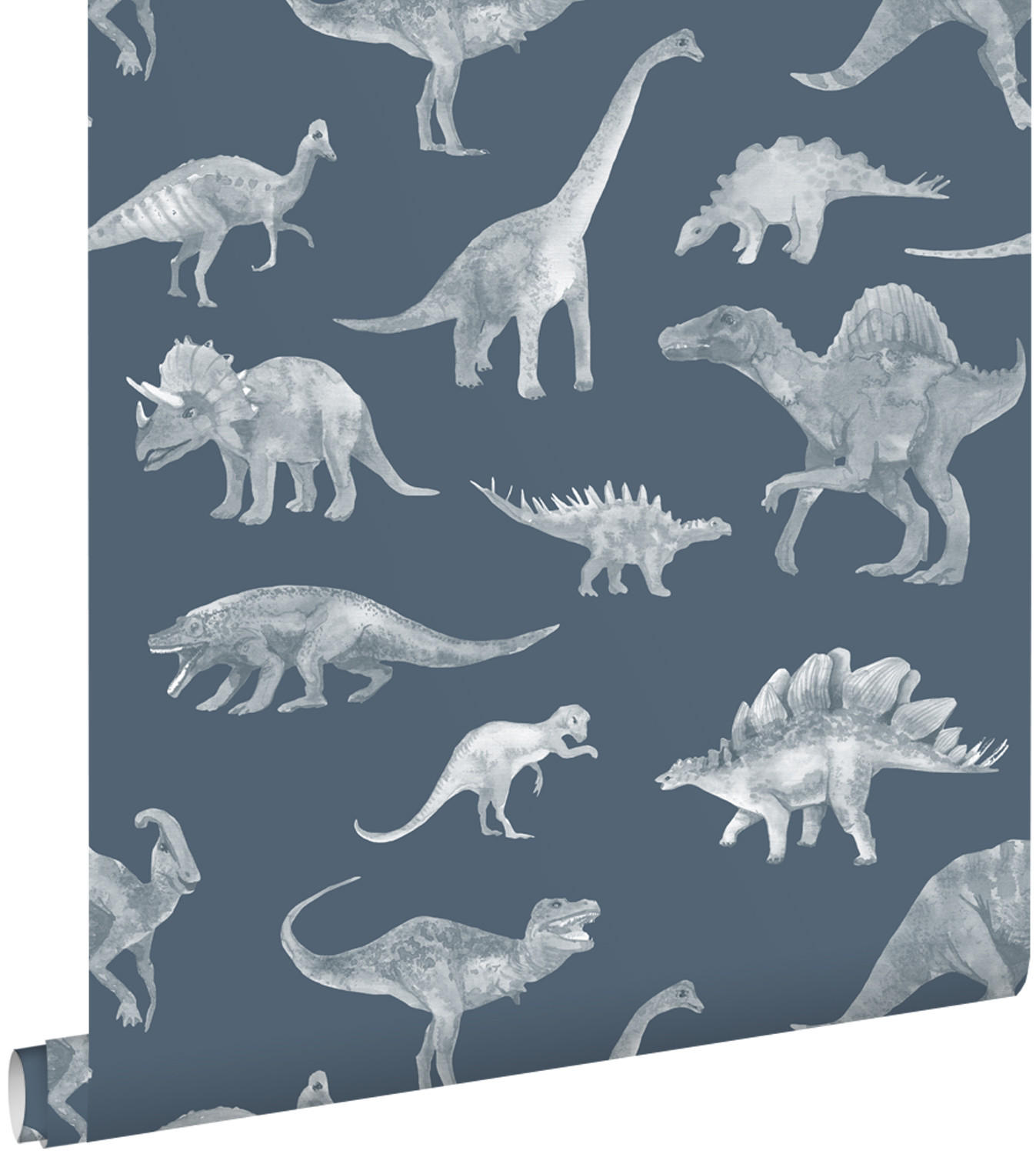 TAPETE Dinosaurier 50 x 900 cm - Blau, Papier (50/0.1cm) - ESTAhome