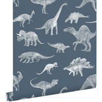 TAPETE Dinosaurier 50 x 900 cm - Blau, Papier (50/0.1cm) - ESTAhome
