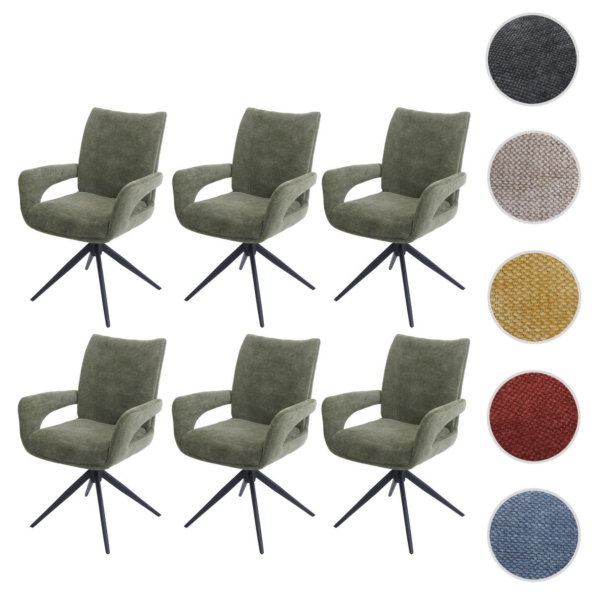 ESSZIMMERSTUHL Grün 6er-Set - Grün, Textil (60/90/60cm) - MCW