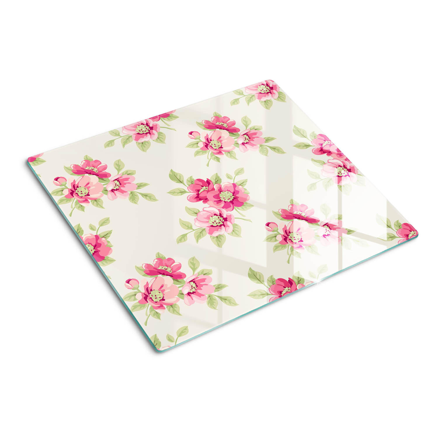 GLASPLATTE 60x52 cm Blumenmuster - Pink, Glas (60/0.4/52cm) - TULUP