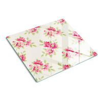 GLASPLATTE 60x52 cm Blumenmuster - Pink, Glas (60/0.4/52cm) - TULUP