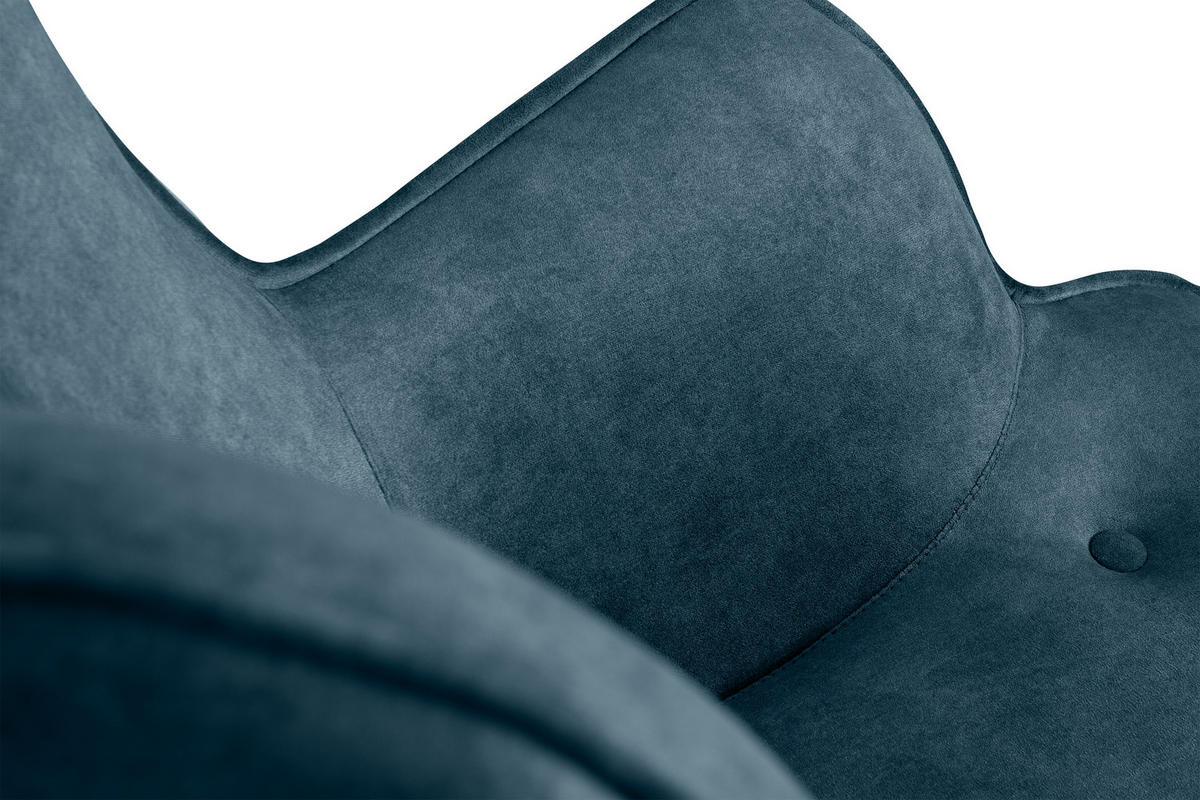 SESSEL GLORI mit Armlehnen, Marineblau - Schwarz/Dunkelblau, Holz/Textil (78/94/88cm) - KONSIMO®