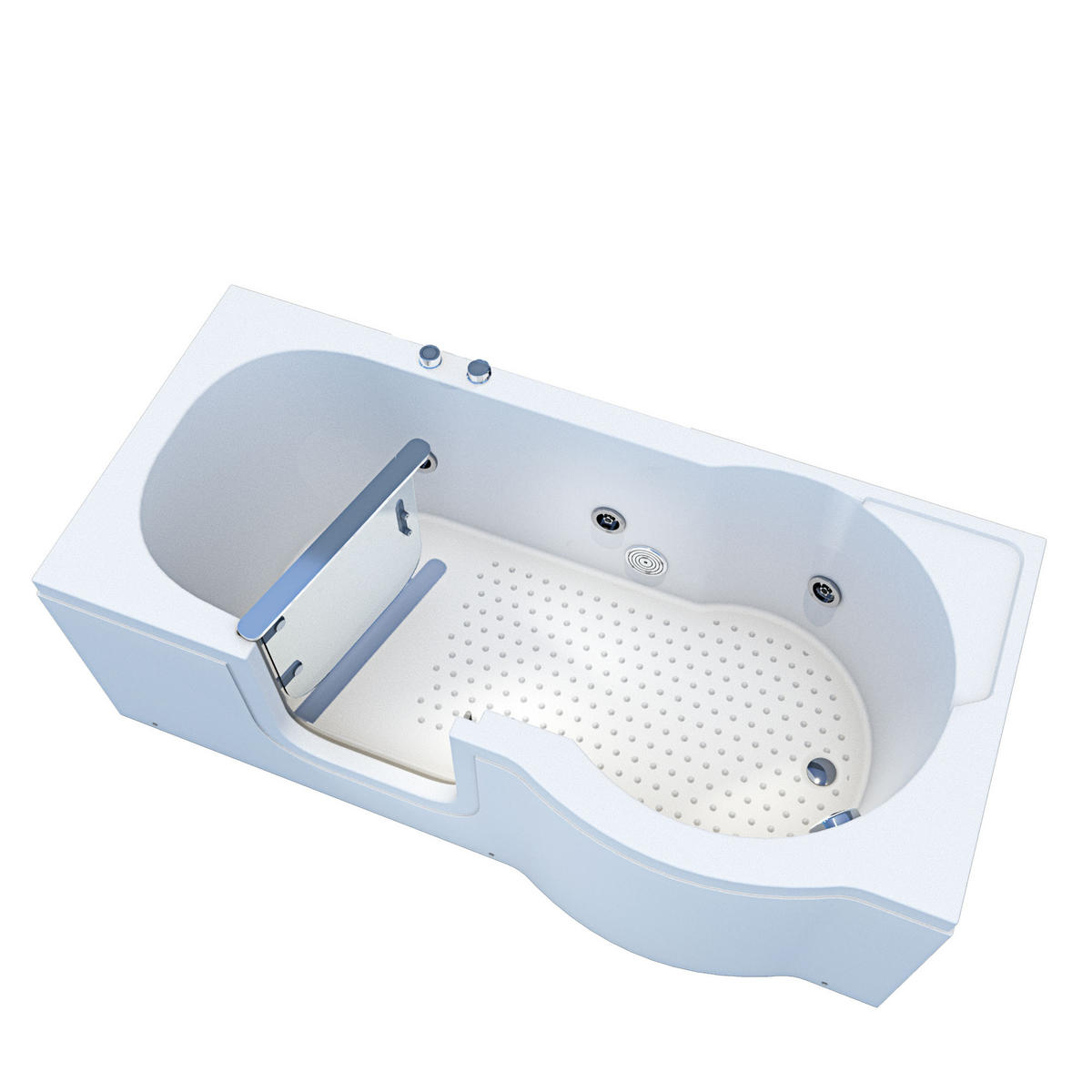 SITZWANNE Whirlpool Badewanne mit Tür S12-WP-L 170x85cm - Weiß, Glas/Kunststoff (85/60/170cm) - AcquaVapore by Sandra Jentho