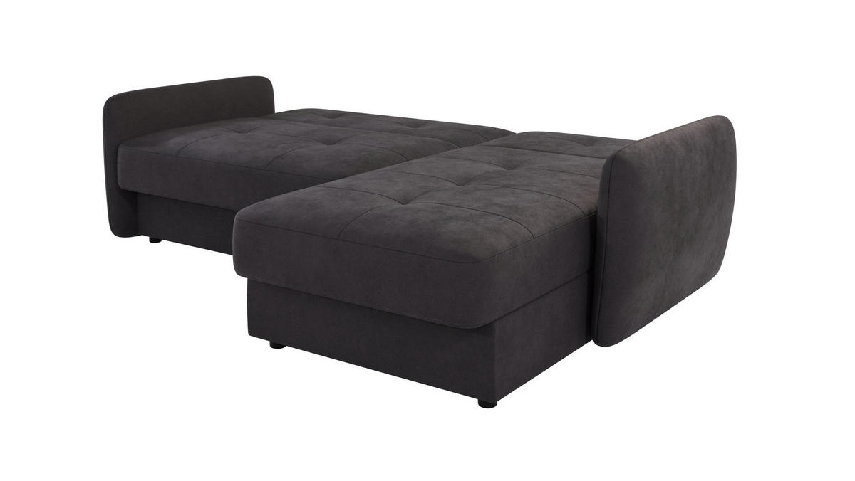 ECKSOFA Lupo Graphit Mikrofaser - Graphitfarben/Schwarz, Holz/Kunststoff (232/147cm) - S-Style Möbel