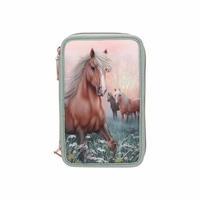 3-FACH FEDERTASCHE ROMANTIC FIELDS INKL. STIFTE Miss Melody grün 7,5 x 13 x 20 cm - Grün, Kunststoff (13/20/7.5cm) - Depesche Germany