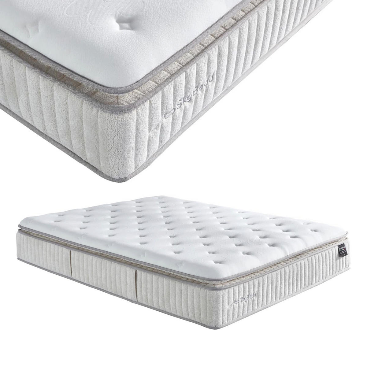 BOXBETT BOHEM Bett mit Matratze 180x200 - Beige, Holz (180/200cm)