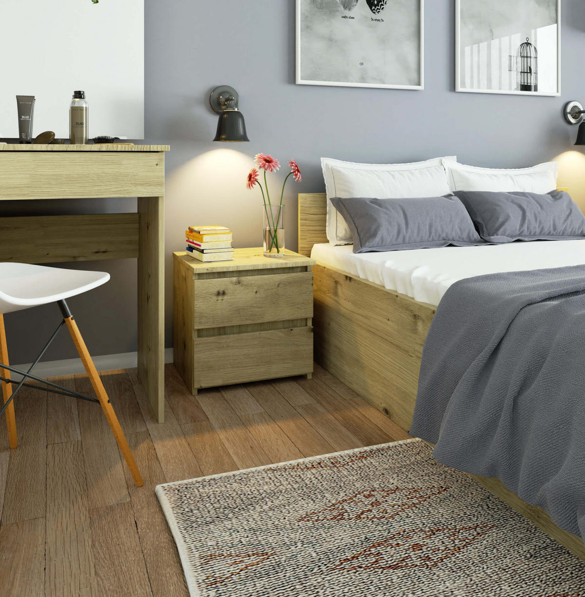 NACHTSCHRANK CL2, Artisan, 40x35x40 cm - Eiche Artisan, Holz (40/40/35cm) - Milordbikes