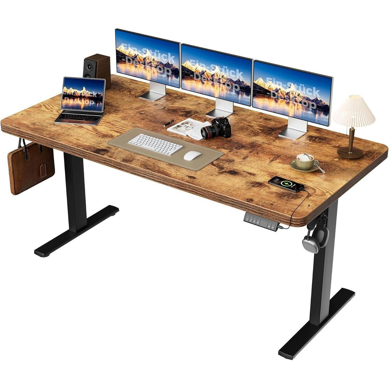 SCHREIBTISCH höhenverstellbar 160 x 80 cm Braun - Braun, Holz (160/80/75cm)