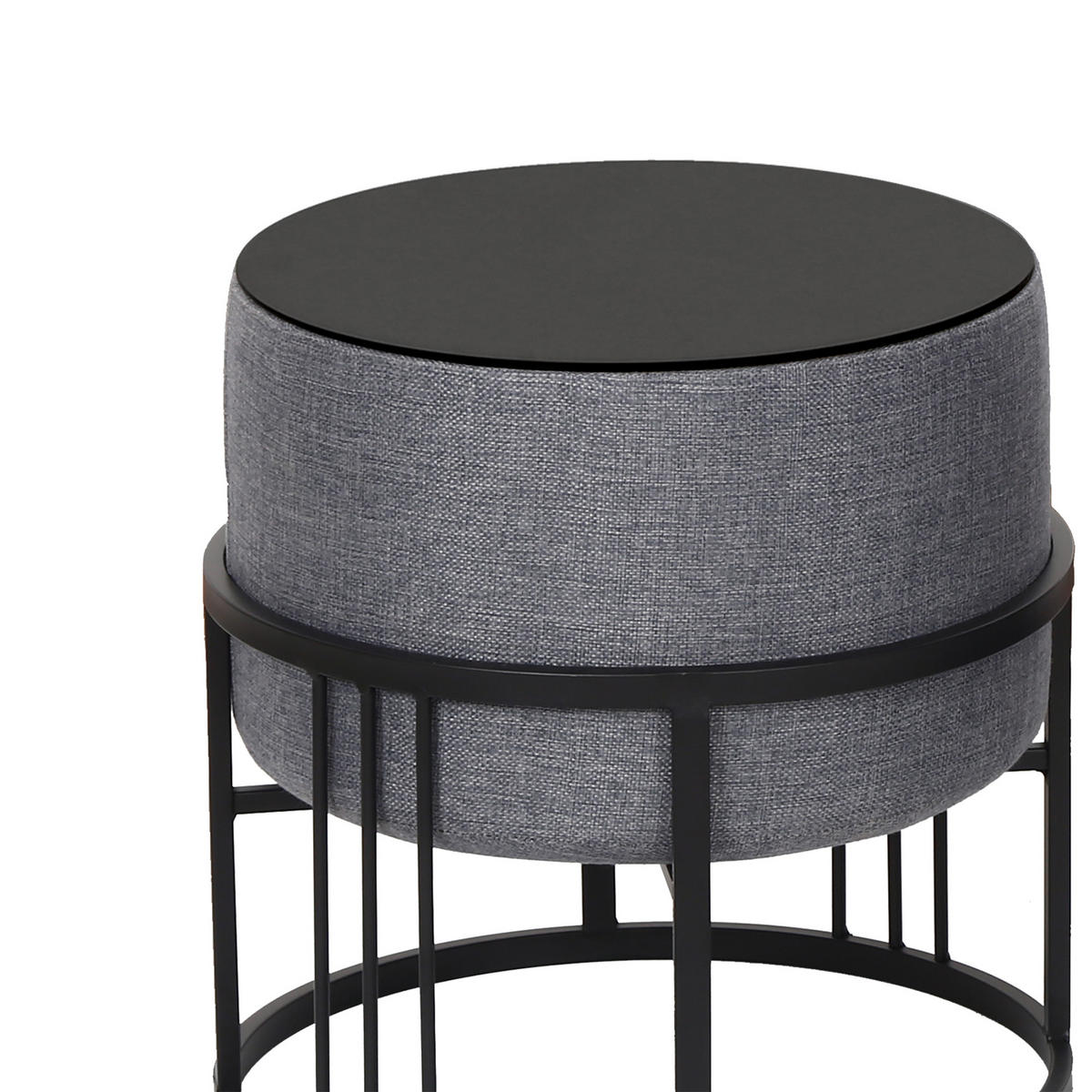 SADA STOLIČEK 2 KS Tas - černá/tmavě šedá, kov/kompozitní dřevo (38/38/38cm) - [en.casa]