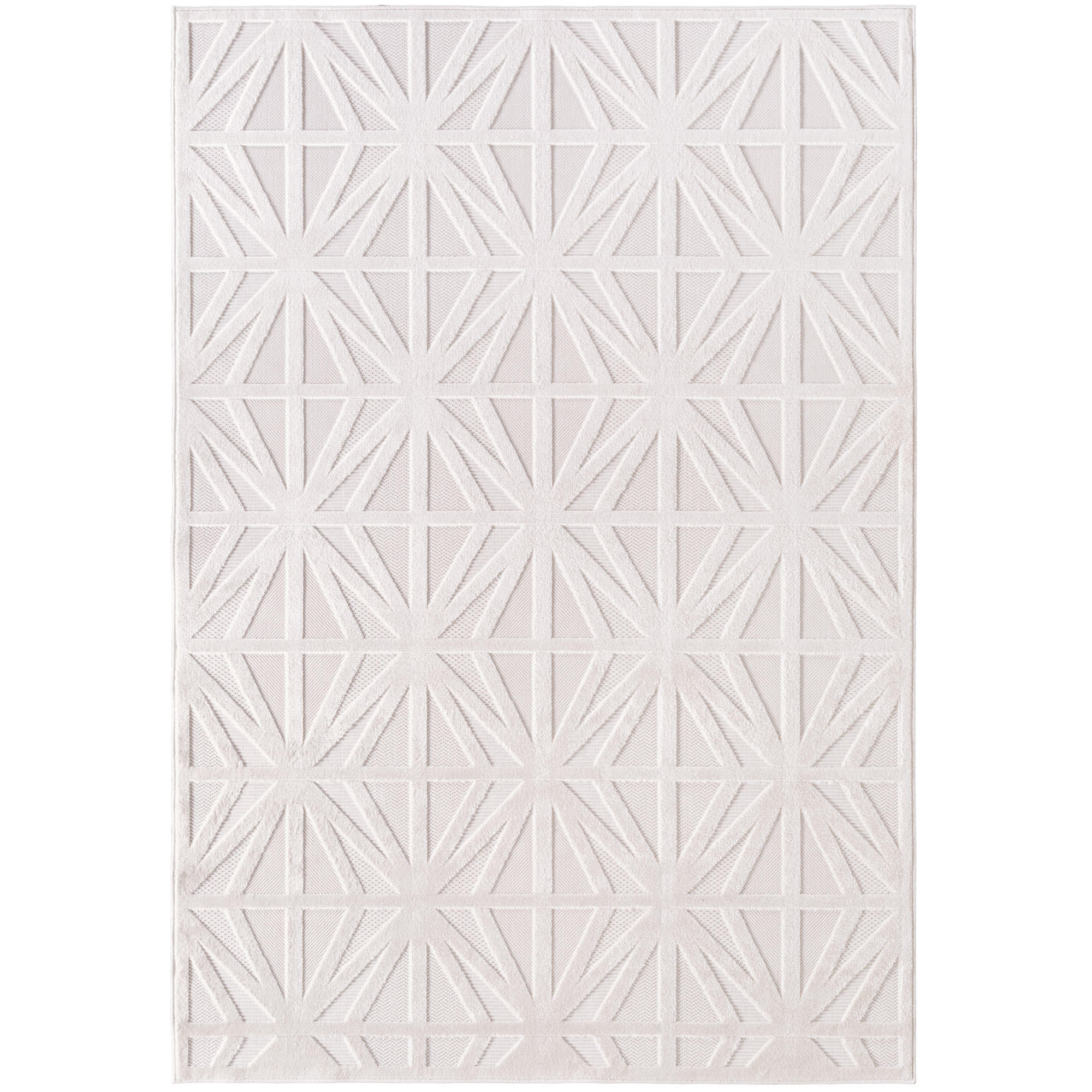 TEPPICH In-/Outdoor Kurzflor Tiefeneffekt-Muster Polypropylen Terrasse Creme Rechteckig 140x200 - Creme, Textil (140/200cm) - KADIMA DESIGN