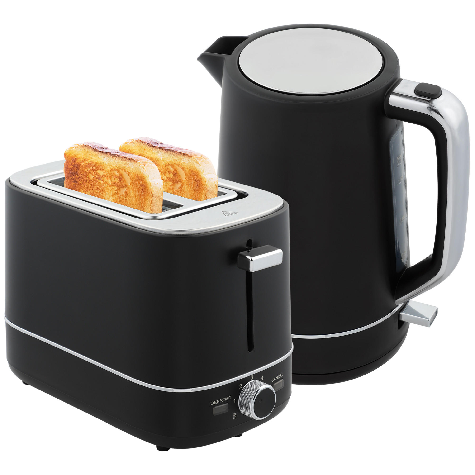 TOASTER mit Wasserkocher DE-07903 Schwarz/Stahl - Schwarz, Metall (16/24.3/21.2cm) - ComfortXL