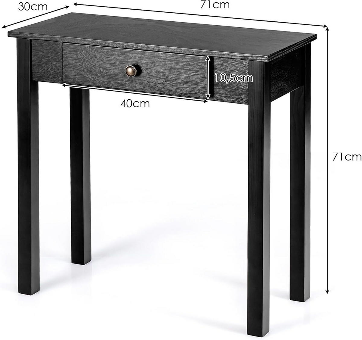 KONSOLENTISCH 71cm Schwarz - Schwarz, Holz (71/30/71cm) - COSTWAY