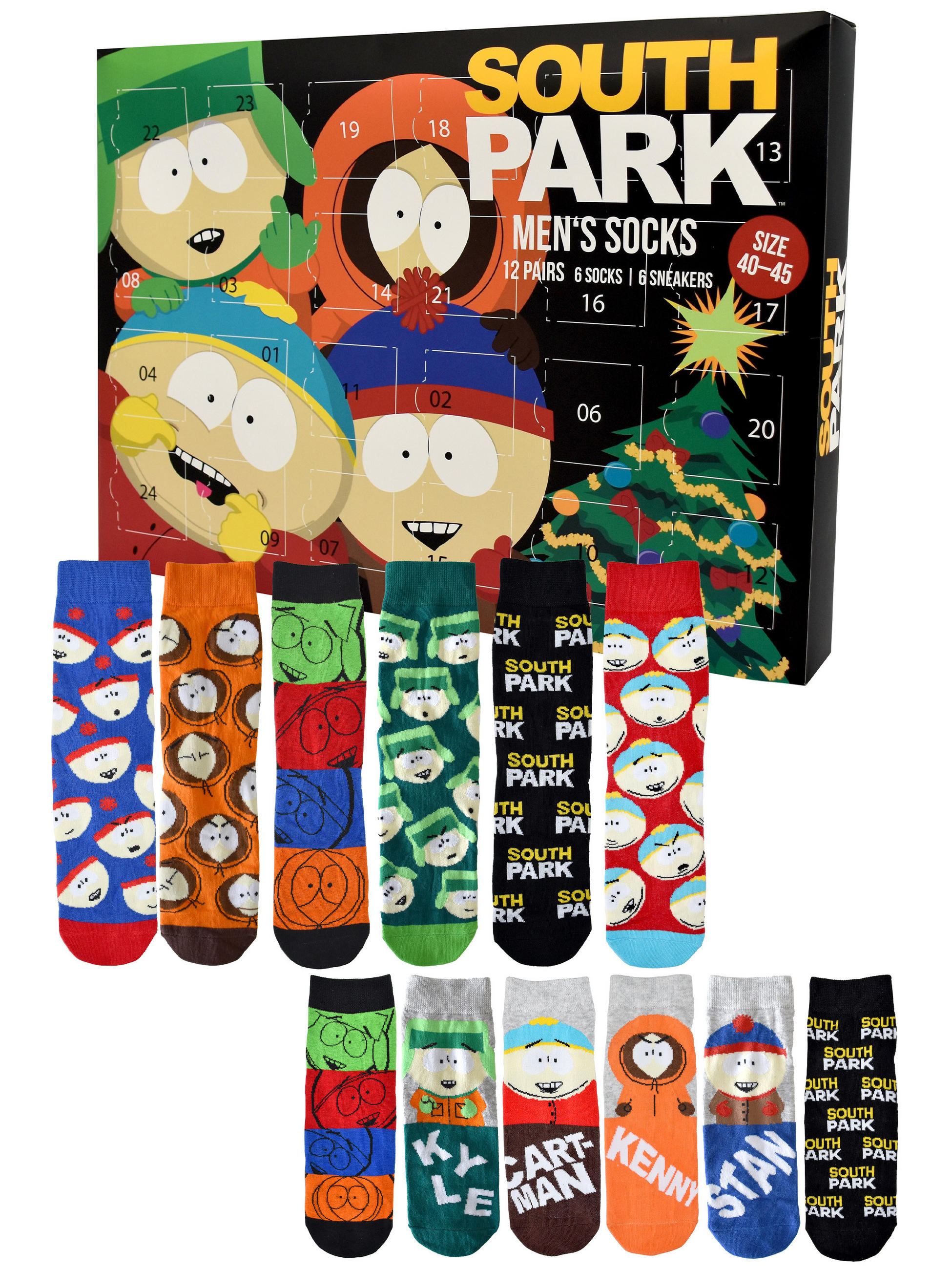 ADVENTSKALENDER South Park mit 12 Paar Socken Größe 40-45 - Multicolor, Textil (37/5/26.5cm) - United Labels