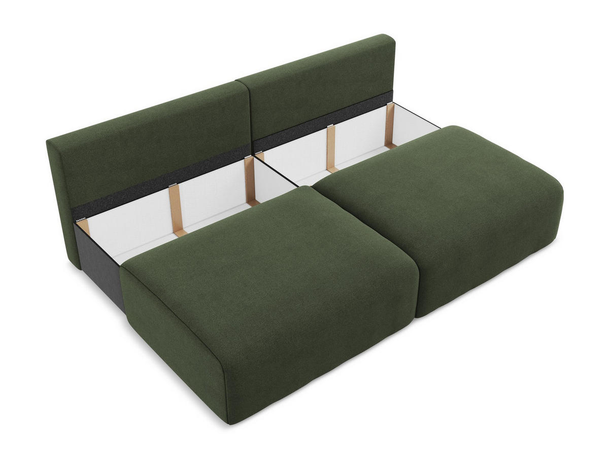 3-SITZER SOFA mit Schlaffunktion Strukturstoff Stoff Grün - Blau/Schwarz, Kunststoff/Textil (216/79/102cm) - Makamii