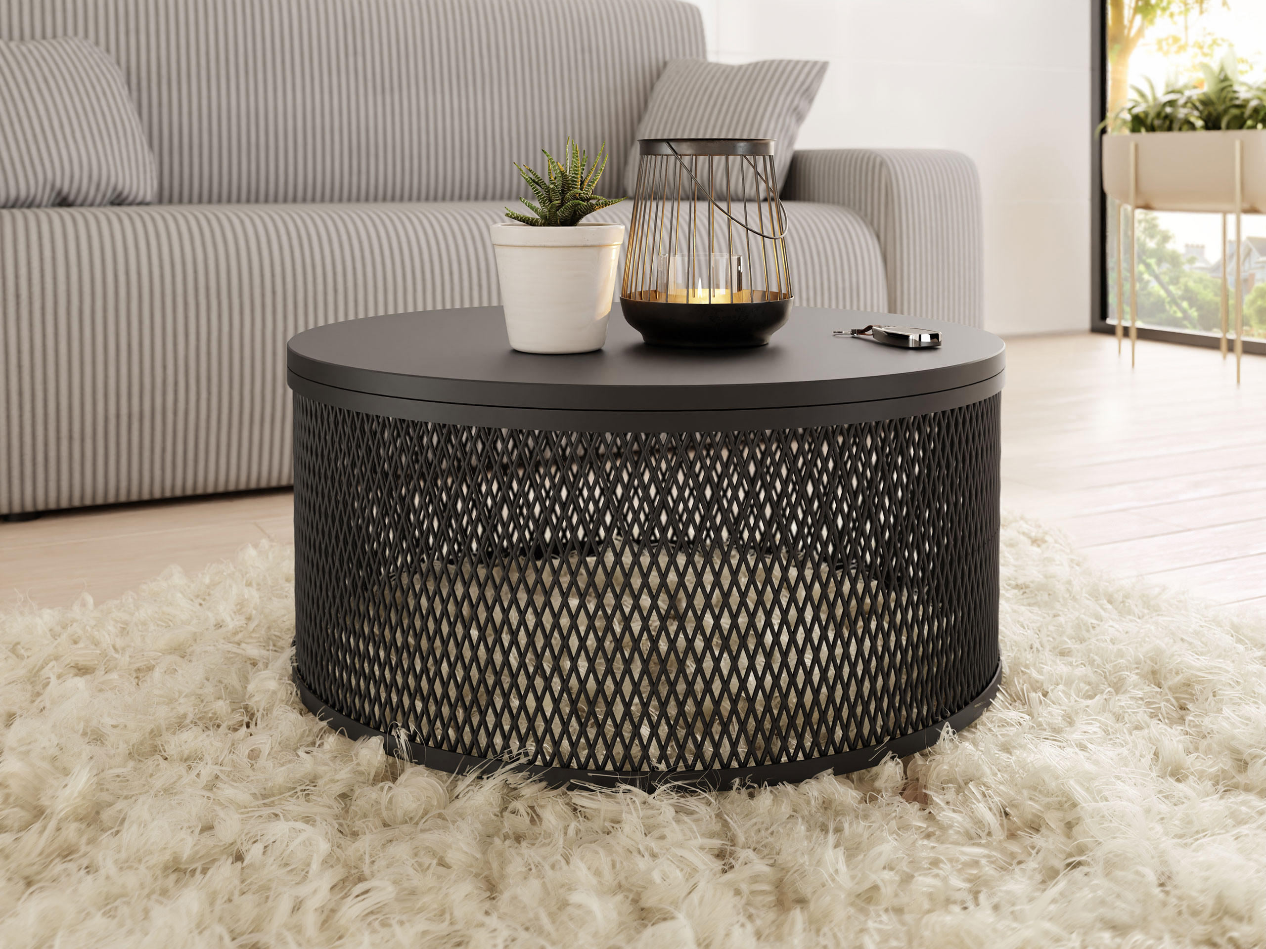 COUCHTISCH Korlew - Schwarz, Holzwerkstoff/Metall (58/58/28cm) - MIRJAN24