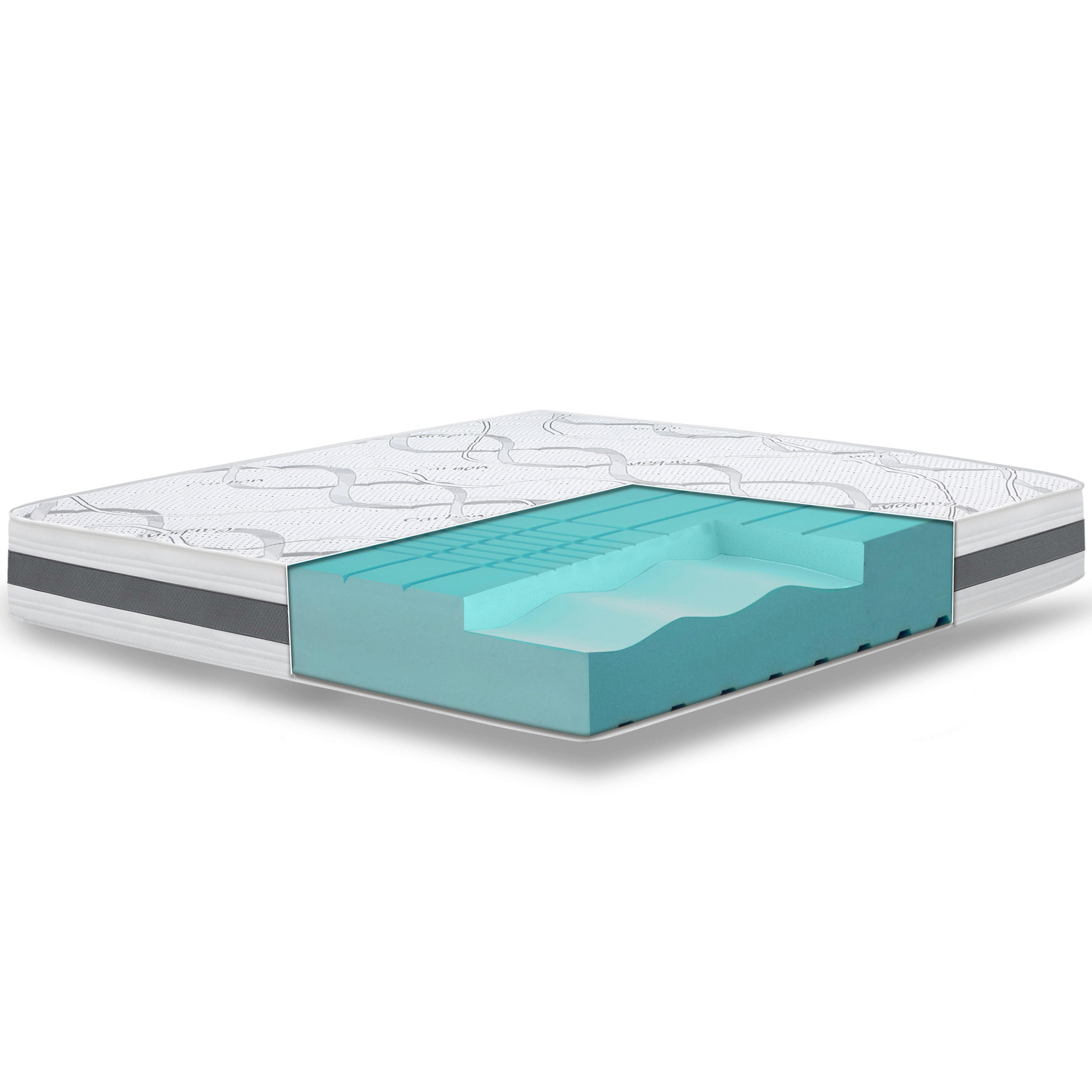 DOPPELMATRATZE King-Size 200x200 Memory | Premium Qualität | Höhe 16 cm - Weiß, Textil (200/200cm) - The White Stone