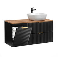WASCHTISCH 120.8cm Adriel Schwarz und Holz - Schwarz, Holzwerkstoff (120.8/59/46cm) - Petits-meubles