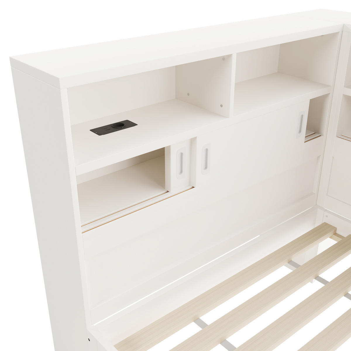 TAGESBETT 90/200 cm DE-33118 mit Ausziehbett und USB-Ladefunktion Weiß - Weiß, Holzwerkstoff (90/200cm) - ComfortXL