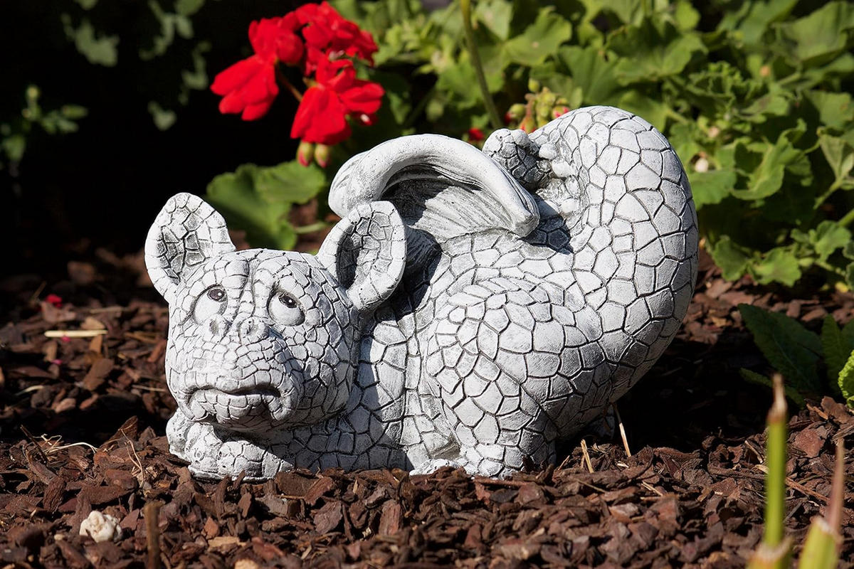 STEINFIGUR Drache Serafino, Frostfest, Steinguss - Grau, Stein (14/15/22cm) - stoneandstyle