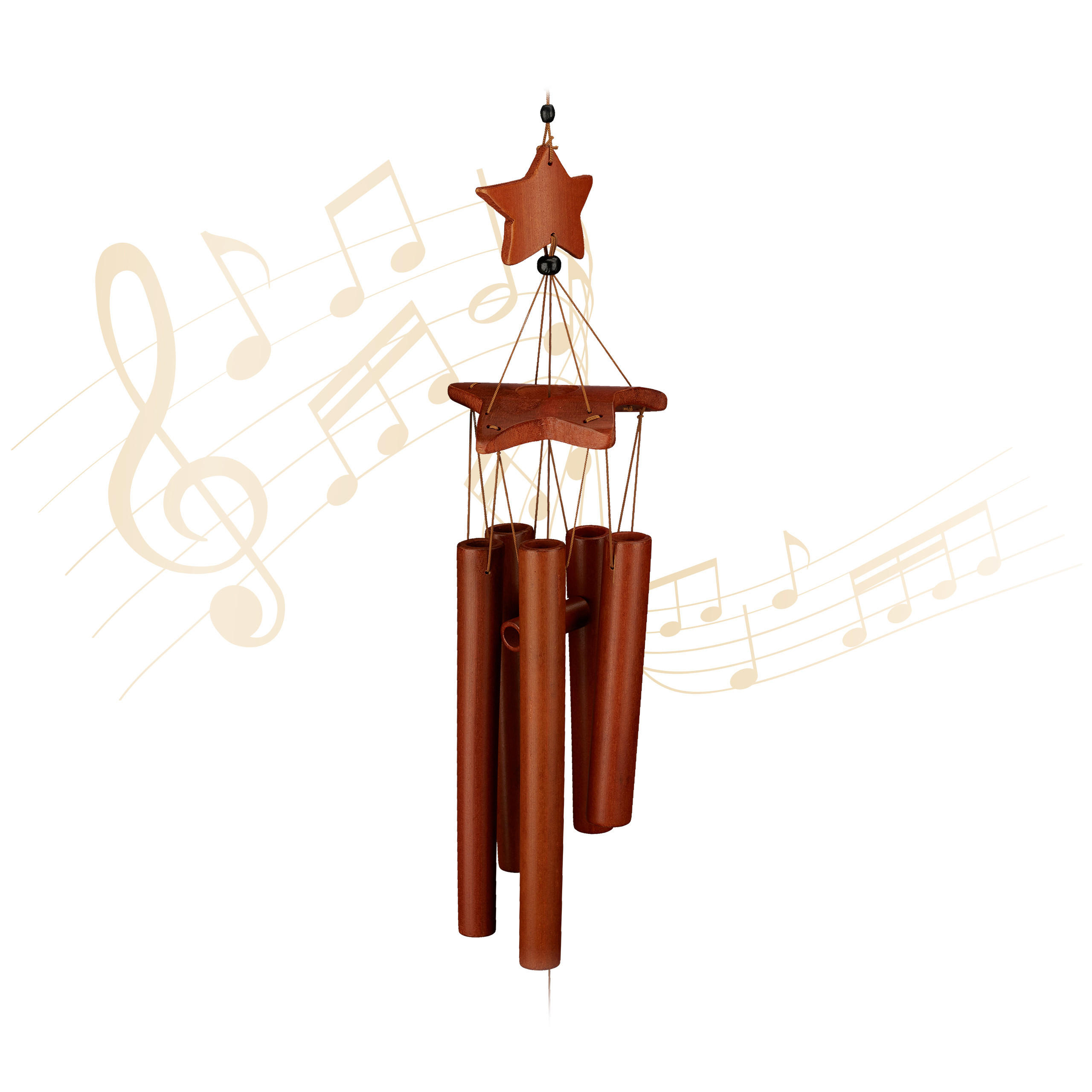 WINDSPIEL - Braun, Holz (8/9.5/63cm) - Relaxdays