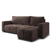 ECKSOFA RAMIL Braun Chenille mit Schlaffunktion - Braun, Holz (240/149cm) - MASSENO