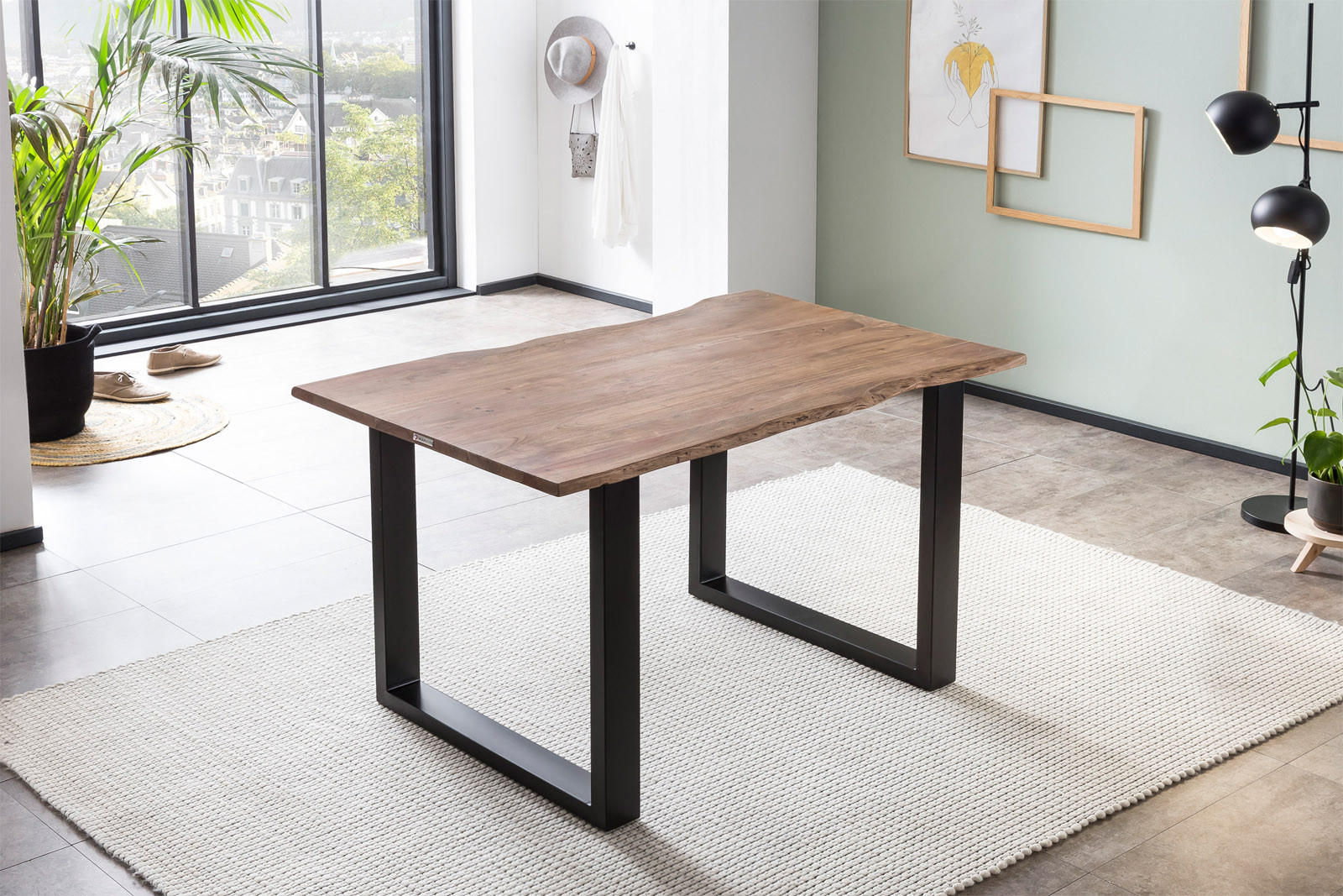 ESSTISCH LAURINA - Beige/Schwarz, Holz/Metall (80/120/77cm) - SAM