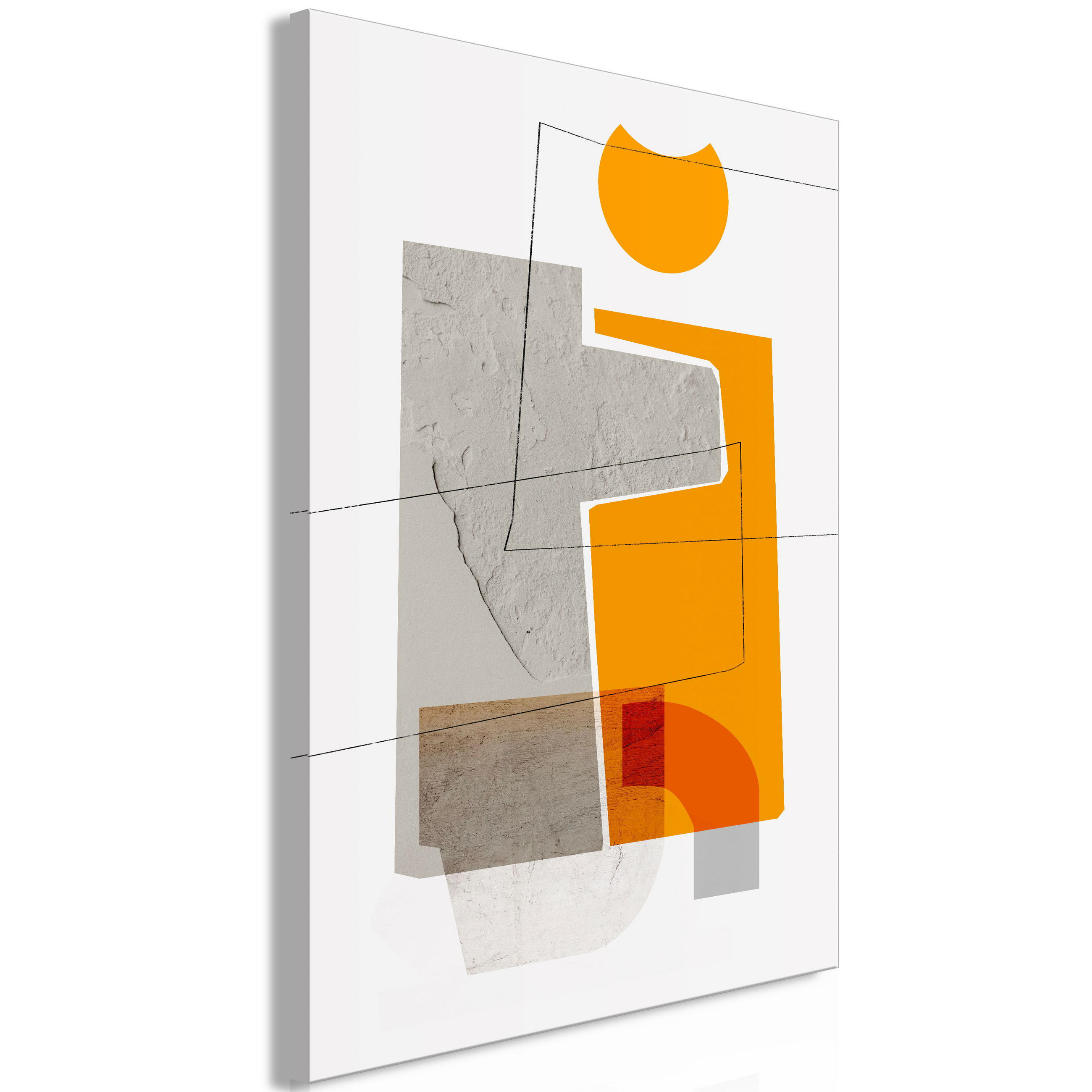 KUNSTDRUCK Grau 60/90 cm - Orange/Grau, Textil (60/90cm) - KUNSTLOFT