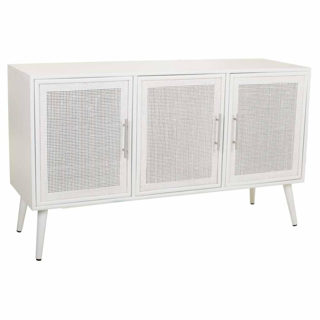 SIDEBOARD aus Holz und Gitter, Weißes, 120x42x71 - Weiß, Holz (120/71/41.5cm) - Wanderlust