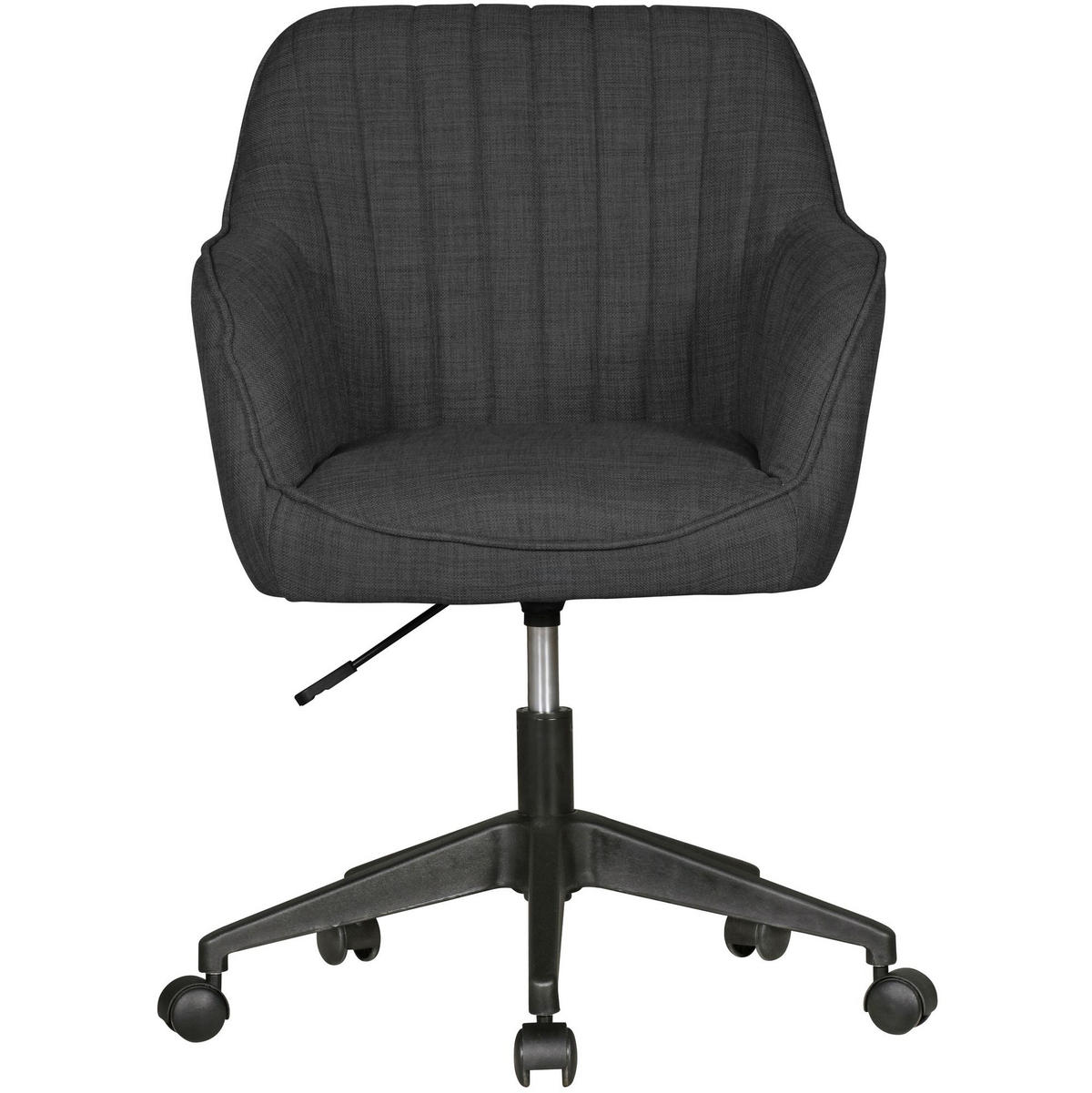 DREHSTUHL Anthrazit Stoff mit Armlehnen in Schalenform MARIA - Schwarz/Grau, Kunststoff/Textil (65/90/65cm) - KADIMA DESIGN