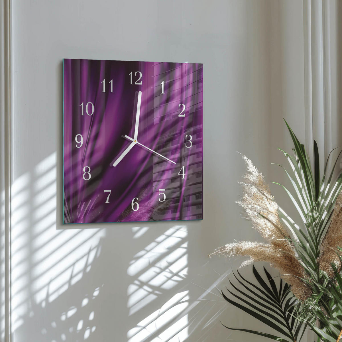 WANDUHR 30x30 cm - Abstraktion - Lila, Glas (30/30/0.4cm) - TULUP