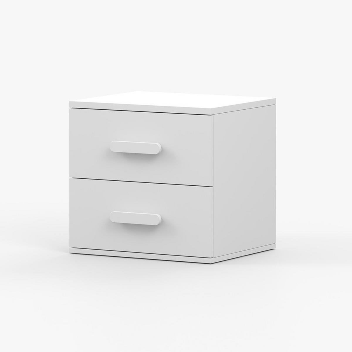 NACHTTISCH JONAS I 22, 55/51/44, 2 Schubladen, weiß - Weiß, Holzwerkstoff (55/44/51cm) - imoebel24