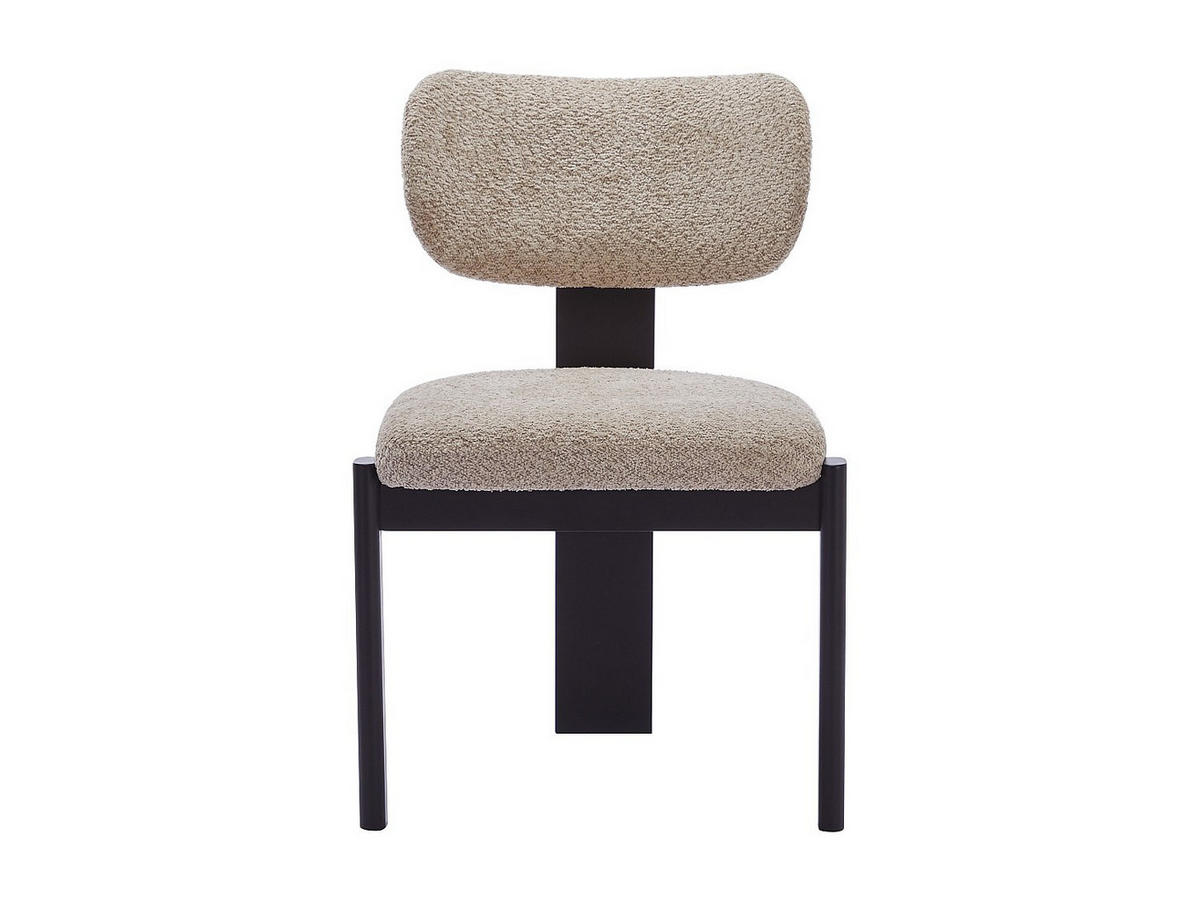 STUHL 6er-Set - Bouclé-Stoff & Kautschukholz - Taupe & Schwarz - WILANA - Taupe/Schwarz, Textil (56/85/60cm) - Vente-Unique